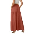 thumbnail image 5 of Kctiaxy Maxi Skirts for Women Elastic High Waist Loose Summer Skirts Casual Solid Color Long Skirt with Pocket Beach Vacation, 5 of 7