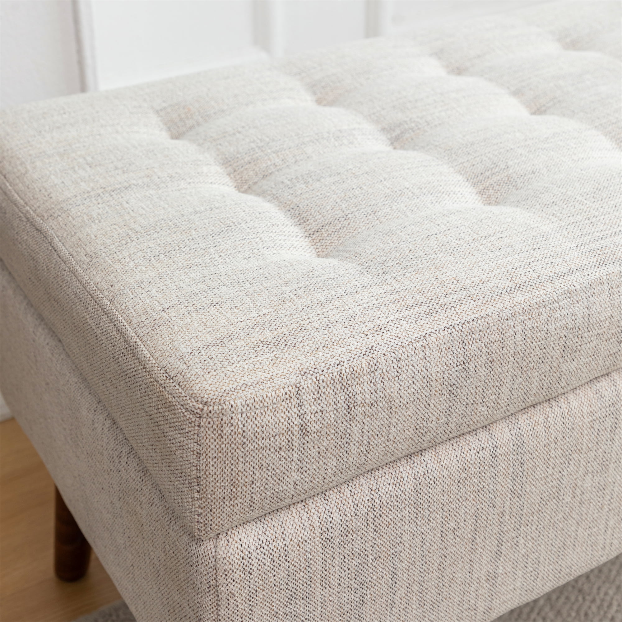 Miniyam 43" Tufted Storage End of Bed Bench for Bedroom, Entryway, Beige