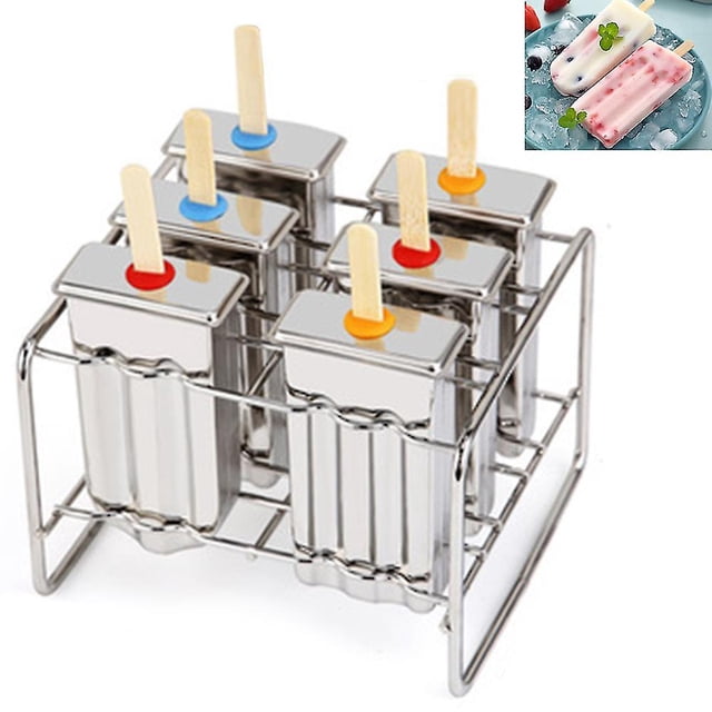 Cubo de hielo con molde para helado artesanal de acero inoxidable de 6 rejillas