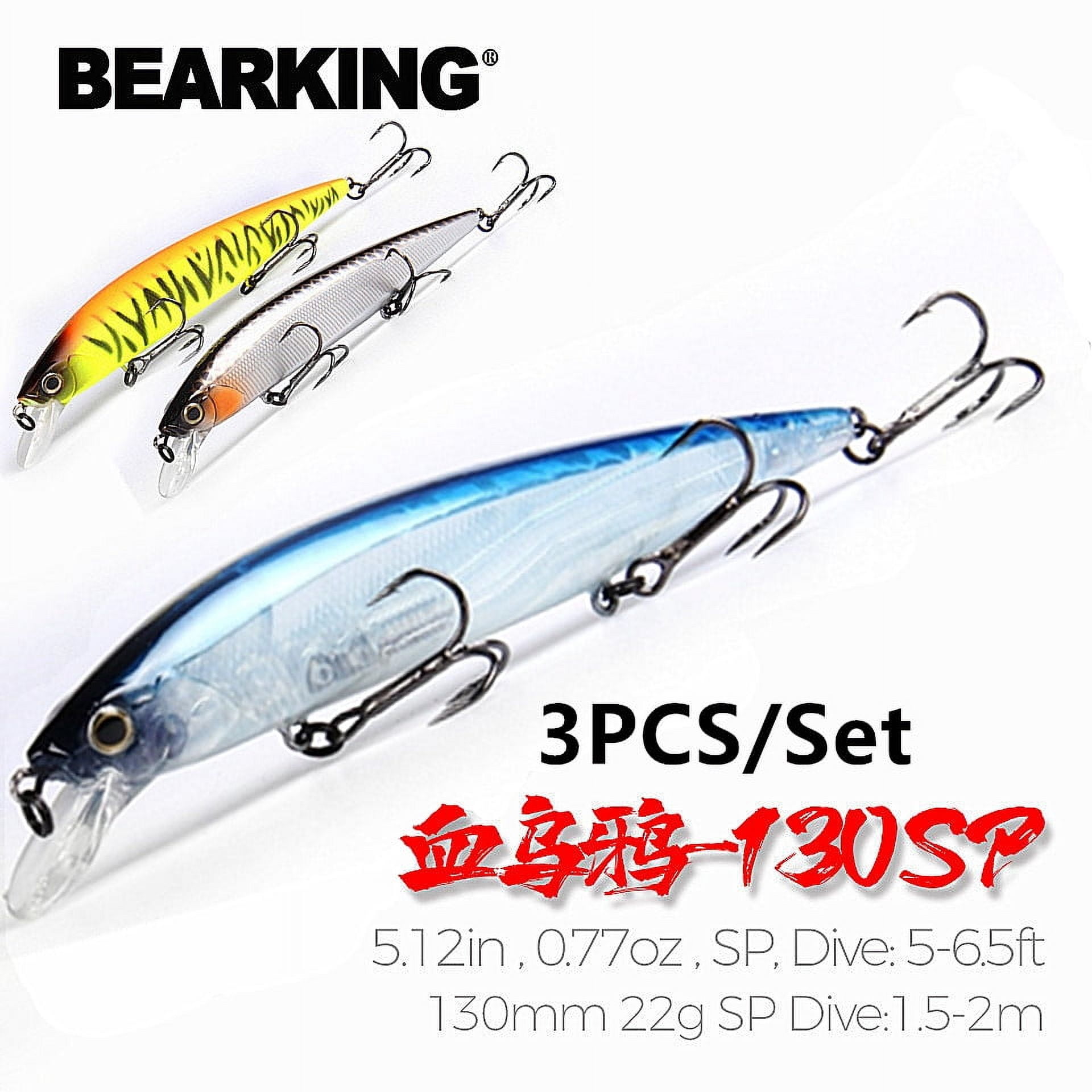3PCS/Set BEARKING 130mm 22g SP Hot Fishing Lures, Assorted Colors, Minnow Crank Tungsten Weight System Wobbler Model Crank Bait