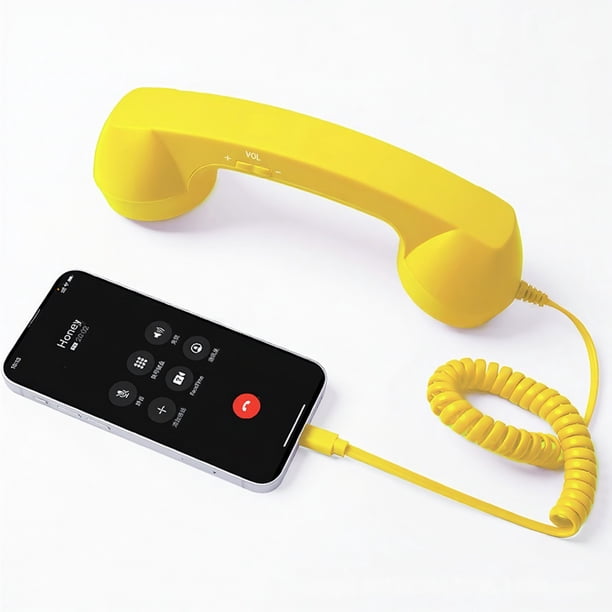 Cateissary Teléfono retro de comunicación con transmisión de señal estable y receptor tipo C. Teléfono y Comunicación amarillo