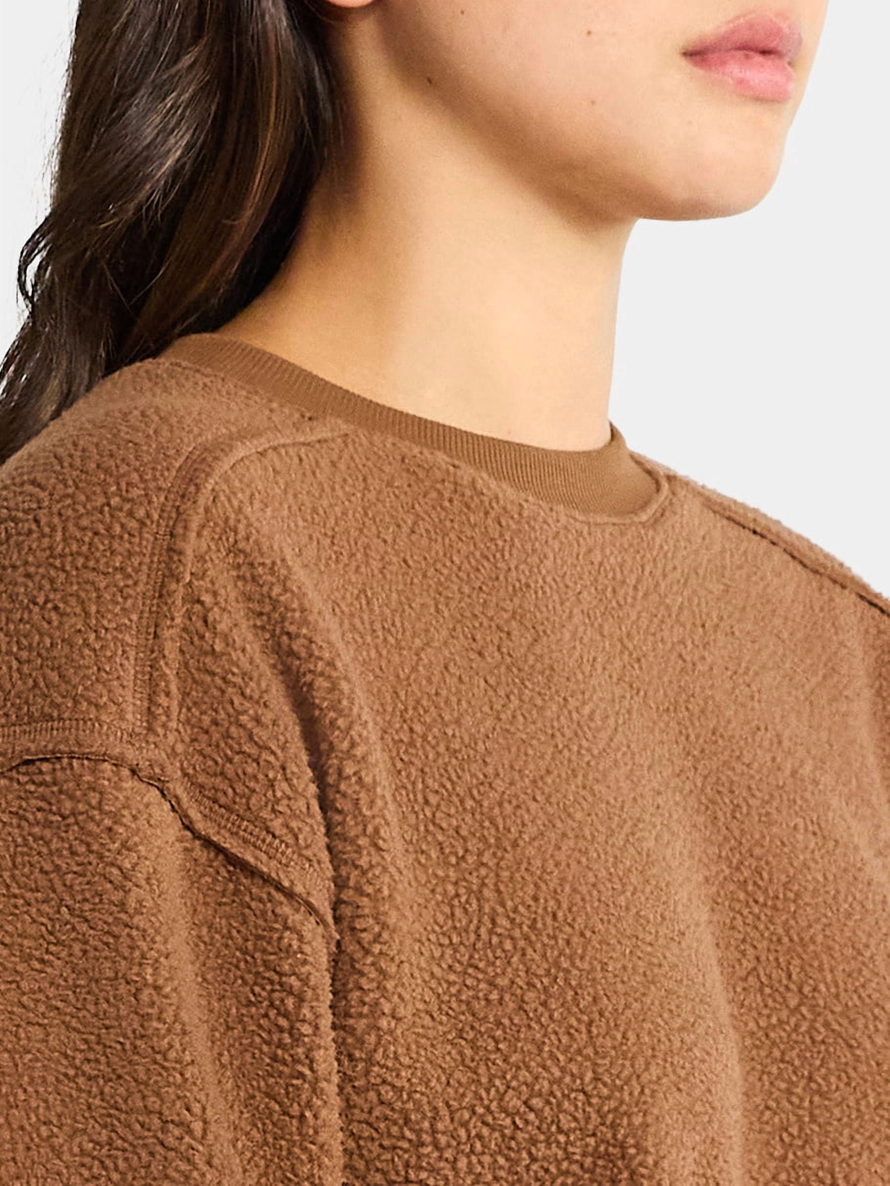 Time and Tru Women's Reverse Fleece Pullover Sweatshirt, XS-XXXL