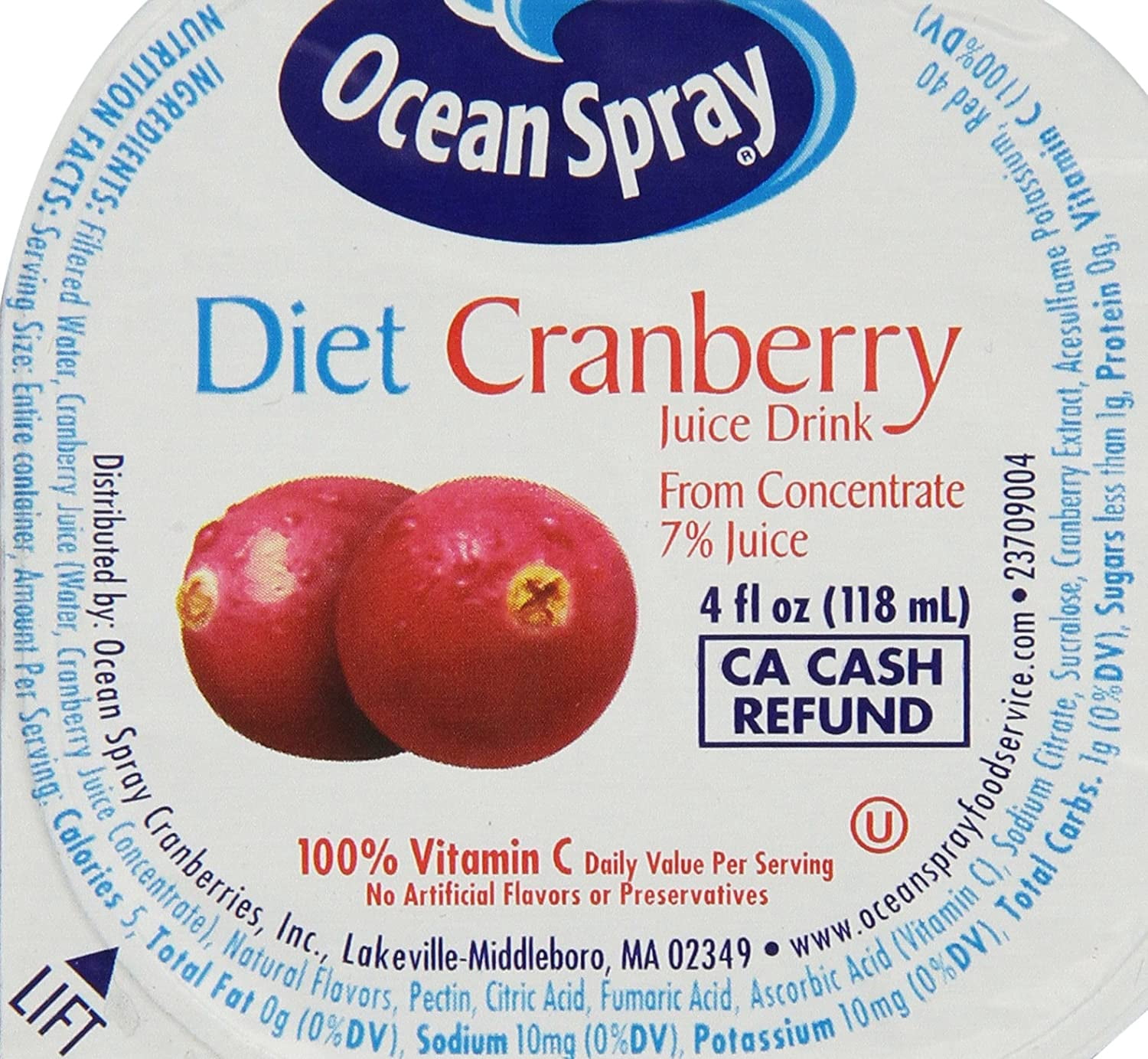 Ocean Spray Diet Cranberry Juice Cups, 4 Ounce (Pack of 48)