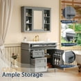 thumbnail image 5 of 36'' Bathroom Vanity with  Medicine Cabinet, Royal Mirror Cabinet, Modern Bathroom Storage Cabinet with 2 Soft Closing Doors and 4 Drawers, Single Sink Bathroom Vanity, Grey, 5 of 8