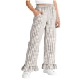 thumbnail image 2 of ITSAME Girls Casual Pants, Ruffle Hem Elastic Waist Plaid Print Kids Fashion Casual Pants Gray Size 12-13, 2 of 7