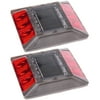 2 Pack Red Aluminum Solar Road Stud Path Dock LED Light w Recessed Anchor