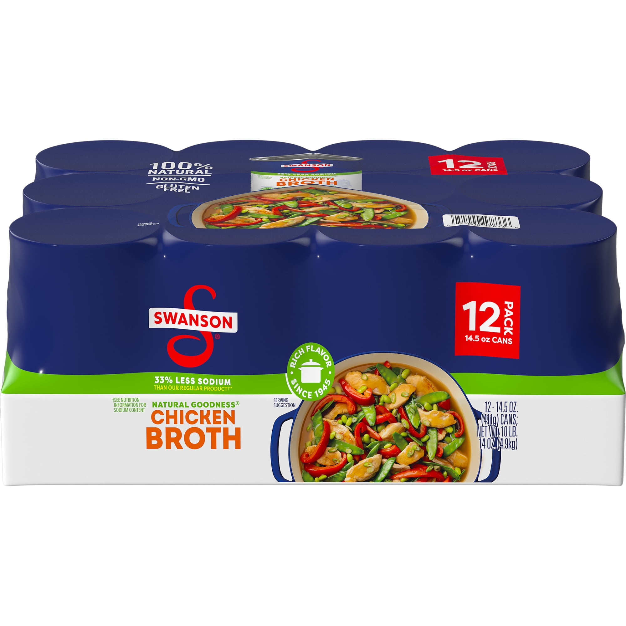 (12 Pack) Swanson Natural Goodness 33 Less Sodium Chicken Broth, 14.5