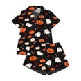 thumbnail image 3 of GZWYHT Silk Halloween Pajamas Women Mommy and Me Halloween Pajamas Print Pajamas Pumpkin Pajamas Women Witchy Pajamas for Women Lounge Sets for Women Button Down 2 Piece Sleepwear, 3 of 4