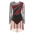 thumbnail image 3 of Xnihocha Shiny Ballet Dress For Women Figure Skating Long Sleeve Tutu Skirt Dress Rhythmic Gymnastics Burgundy S, 3 of 5