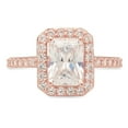 thumbnail image 5 of 2.07 ct Emerald Cut Real Genuine Natural Diamond SI1-SI2 G-H 18K Rose Gold halo Promise Wedding Statement Engagement Designer Ring W/ Crystal side stones size 7.5, 5 of 7