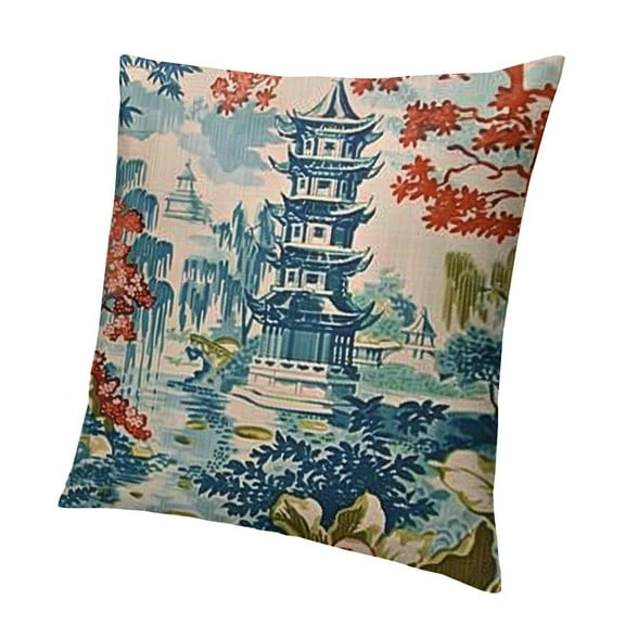 BANET White Blue Coral Pillow Covers Cushion Cover Pillow Case Asian Inspired Eurosham Accent Toss Pillowcase Rustic Decor for Sofa Living Room Bedroom 12x12in