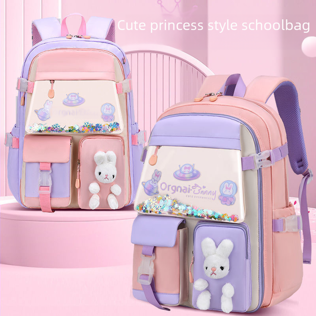 Primary School Schoolbag Female Cute Princess Large Capacity Lightweight Backpack for Children Grade 1-6,Student backpack with cute and fun patterns, lightweight and large capacity.