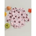 thumbnail image 2 of Wassery Newborn Baby Girls Halloween Outfit Long Sleeve Off-shoulder Ribbed Bodysuits Pumpkin Print Romper 3 6 12 18 24 Months Infant Halloween Clothes Costume 0-24M, 2 of 8