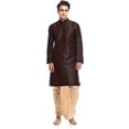 thumbnail image 1 of Royal Kurta Men's Cotton Silk Solid Dhoti And Kurta Set (38, Brown-2), 1 of 1