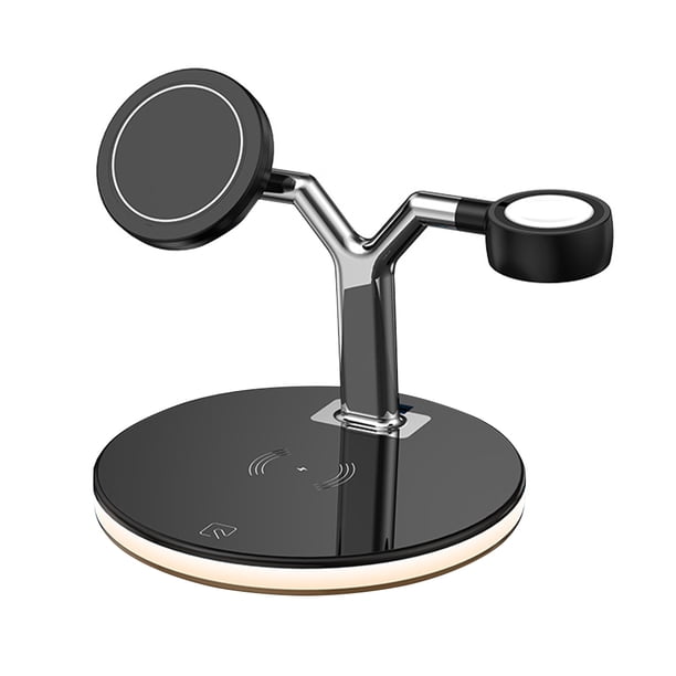 Estación de carga de teléfono Cargador de teléfono inalámbrico LED Tipo-C Cargador de auriculares de reloj universal, Negro Kearding EL001545-02B