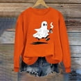 thumbnail image 3 of FDGIU Spooky Season Cute Ghost Graphic Women's Halloween Sweatshirt Oversized Crewneck Pullover Long Sleeve Casual Top Halloween Shirts for Women, 3 of 5
