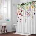 thumbnail image 5 of Spring Floral Leaves Fabric Shower Curtain Colorful Plant Washable Shower Curtains for Bathroom, Waterproof Bath Curtain with Hooks Home Decor 72x84in, 5 of 8