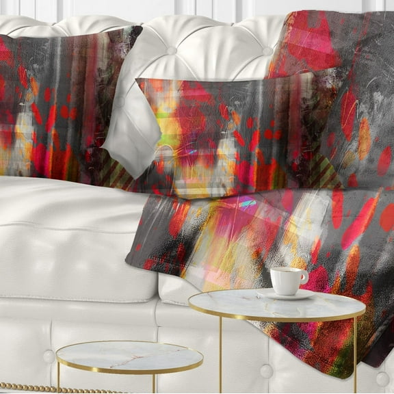 Designart Red Decorative Design - Abstract Throw Pillow - 12x20