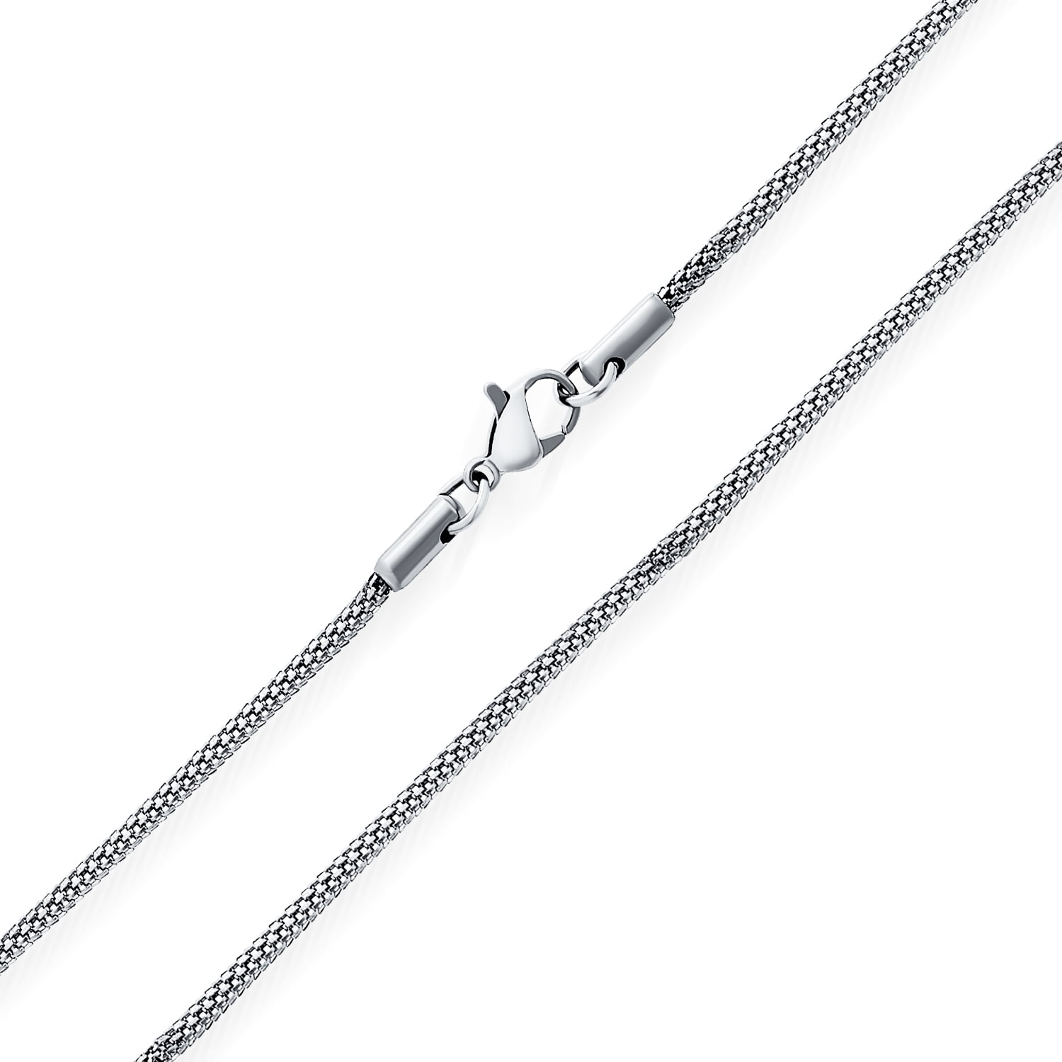 2.5-10mm Men Unisex Chain Silver Tone Stainless Steel Rolo Link Necklace 18-36'' 