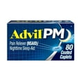 thumbnail image 4 of (2 pack) Advil PM Sleep Aid Pain Relievers, Ibuprofen, Diphenhydramine, Coated Caplet, 80 Count, 4 of 17