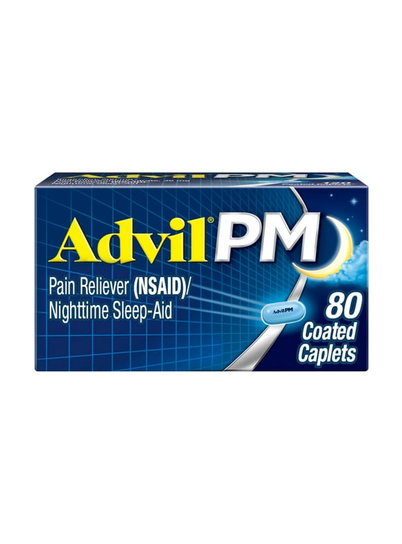 Advil PM Pain Relievers and Nighttime Sleep Aid Coated Caplet, 200 Mg Ibuprofen, 80 Count