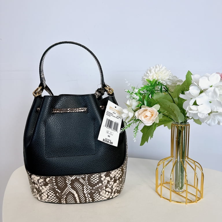 Michael Kors Reed Medium Leather Belted Bucket Crossbody Messenger 