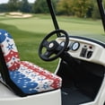 thumbnail image 6 of Pzuqiu Golf Cart Seat Covers Portable Polyester Cloth, Compatible with 2-Seats Cart Golf Carts, for Ezgo Club Cars, Red, White, and Blue Wavy Stripes, 6 of 10
