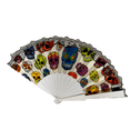 thumbnail image 2 of Day of the Dead Halloween Spanish Dancer Custume Lace Hand Held Fan; Day of Dead Design, 2 of 3