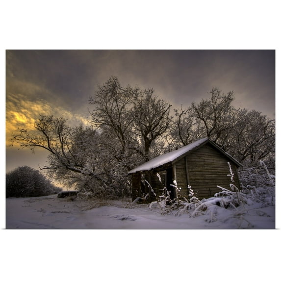Great BIG Canvas | "An Abandoned Prairie Homestead In Winter, Rural Alberta, Canada" Art Print - 48x32