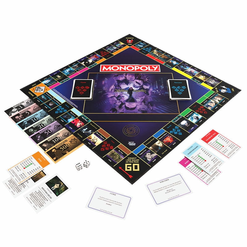 MONOPOLY: Jujutsu Kaisen Edition Board Game, Buy Sell Trade Locations from the Shibuya Incident Arc, Featuring 6 Custom Tokens: Yuji Itadori, Panda, Satoru Gojo & More