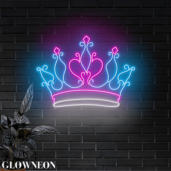 Glowneon Queen Crown Neon Signs, Casino Home Bar Party Led Wall Decor