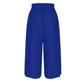 thumbnail image 5 of Capri Pants for Women, Xunlbb Women's Wide Leg Cropped Pants With Pockets Lightweight High Waisted Loose Cropped Pants(Blue,S), 5 of 6