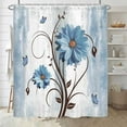 thumbnail image 3 of Rustic Farmhouse Shower Curtain, Farm Blue Daisy Floral Flowers and Butterfly on Country Waterproof Fabric Bathroom Curtains, Vintage Blue Flower Bathroom Shower Curtain with 12PCS Hooks, 70X70IN, 3 of 5