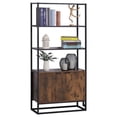 thumbnail image 4 of SSyao Tall Wooden Rustic 3-Tier Open Space Shelving with Bottom Hutch Storage Unit, 4 of 11