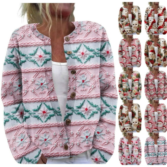 Women'S Christmas Sweater Cute Fun Christmas Sweater Fall And Winter Long Sleeve Knitted Sweater for Fall and Winter, Festive and Cozy, Great as Christmas Sweaters for Women ,Beige,L