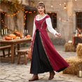 thumbnail image 6 of Renaissance Costume Women, Victorian Dress, Renaissance Dress Women, Renaissance Dress Women Medieval Costume Court Dress Victorian Regency Queen Princess Peasant Dress-Dress+Vest, Wine L, 6 of 6