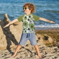 thumbnail image 3 of FORMRS Boys Rash Guard with Short Sleeves UPF 50+ Swim Shirts Sizes 3-12T, Retro Flower Print, 3 of 6