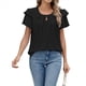 thumbnail image 2 of Blusas de Verano para Mujer, con Volantes, Corta, Cuello Redondo, Informales, Plisadas Al Frente, Básicas. Negro XXL, 2 of 9