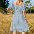 thumbnail image 3 of Vestido de mujer sin mangas a rayas de hormiga (azul), 3 of 6