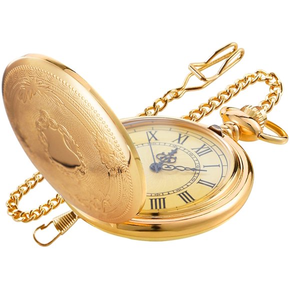 Reloj de Bolsillo Realpoo Cuarzo Escudo Liso Dorado