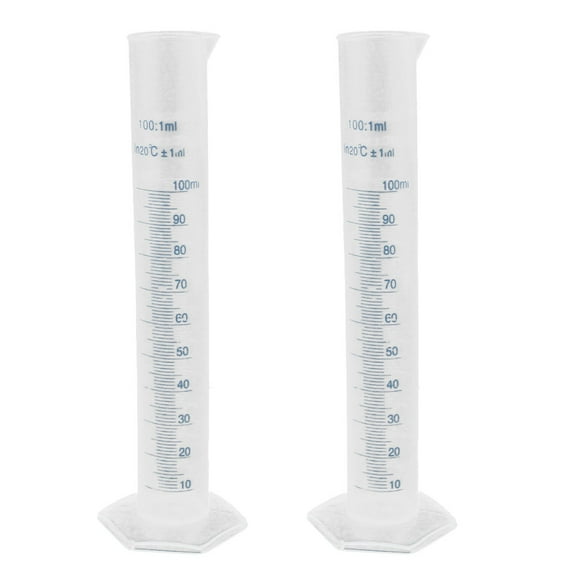 Uxcell 2 Pcs 100mL Laboratory Solution Liquid Measurement Graduated Cylinder 23cm Height