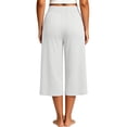 thumbnail image 7 of Lenpel Wide Leg Capri Pants for Women Trendy Drawstring Elastic Waisted Baggy Pants with Pockets Casual Solid Color Cropped Trousers(White,Medium), 7 of 7
