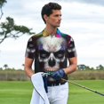 thumbnail image 4 of Salouo Modern Abstract Colorful Skull C for Men's Short Sleeve Polo Shirts,Polo Shirts for Men Performance Short Sleeve Golf Shirt Athletic Casual Collared T-Shirt-Large, 4 of 8
