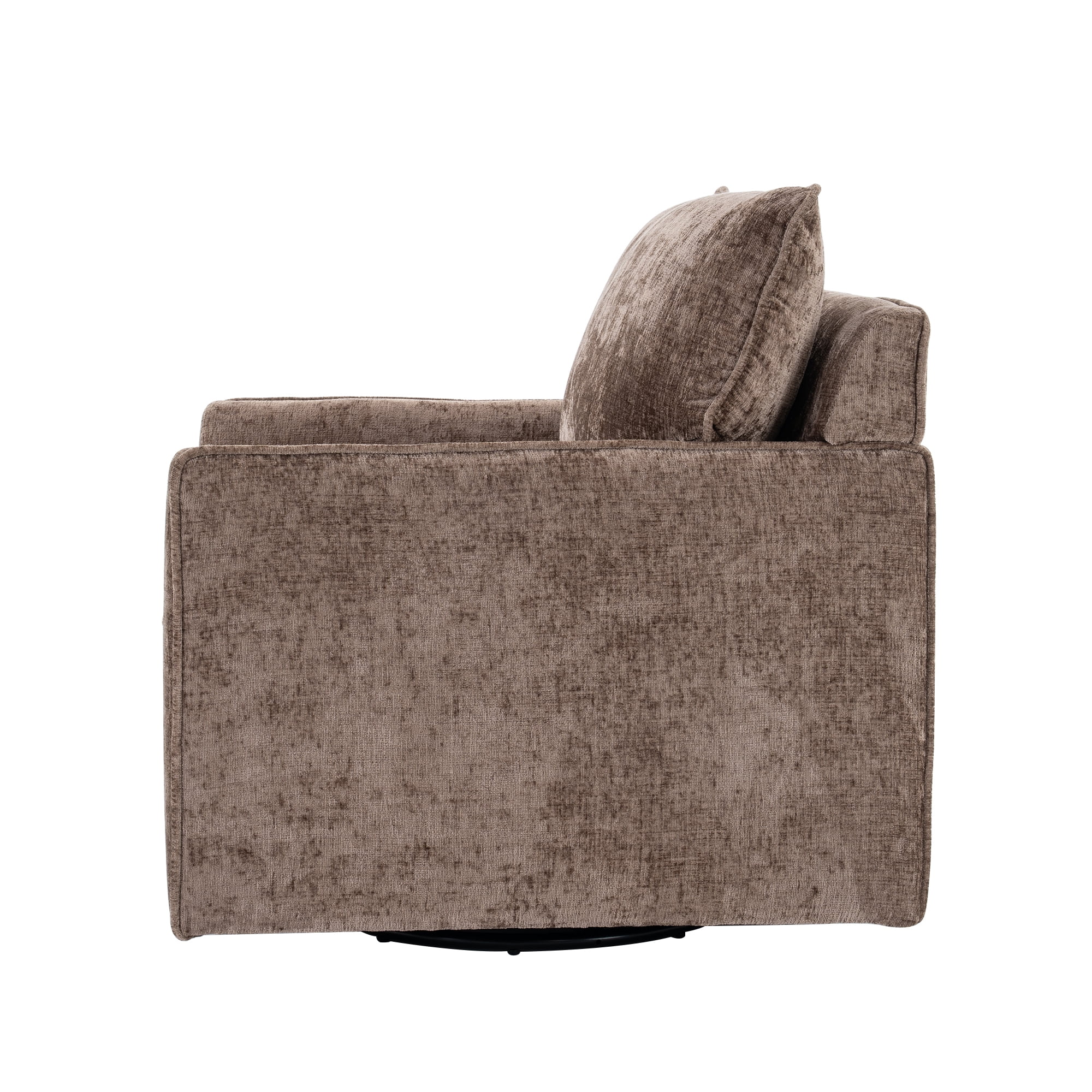 HOQBN 360°Swivel Accent Chair, Comfy Single Square Sofa Armchairs,Upholstered Club Chairs for Living Room,Bedroom, Reading Room, Brown