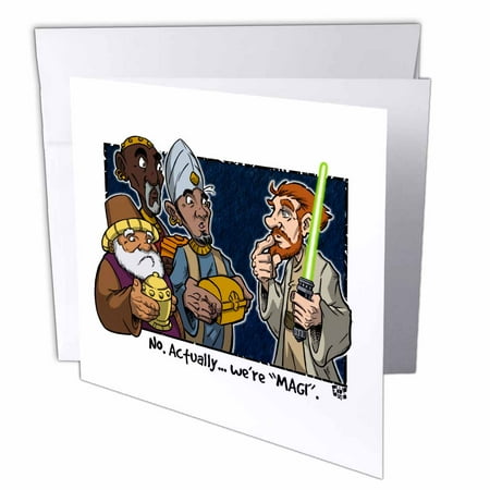 Quotations About Christmas Cards 3dRose Tim Ellis Cartoon about Christmas Magi and Starwars Jedi, Greeting Cards, 6 x 6 inches, set of 6 ()
