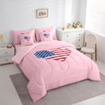 thumbnail image 2 of Manfei Cute American Flag Heart 7-Piece Twin Bedding,Pink Bedding Comforter Set,Pink Reversible, 2 of 7