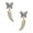 Golden, variant on Silvertone Small Crystal Sabre Tooth Silvertone Antiqued Butterfly Post Earrings