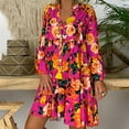 thumbnail image 2 of Ichuanyi Woman Dress Women's Ladies Loose Print Three Quarter Sleeve Mini Dress Summer Dress, 2 of 9
