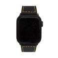 thumbnail image 6 of Bandini Band for Apple Watch Band 45mm 44mm 42mm 41mm 40mm 38mm 49mm & Ultra for Men, Padded Leather iWatch Band for Apple Watch Series 9 8 7 6 5 4 3 2 1 SE - Black and Yellow / Black, 6 of 8