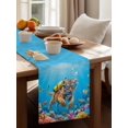 thumbnail image 4 of Funny Tiger Diving Table Runner, Seafloor Corals Fish Oceans Modern Cotton Linen Kitchen Table Decoration Washable Dining Tabletop Runners for Home Party Decor 14x72 Inches, 4 of 9